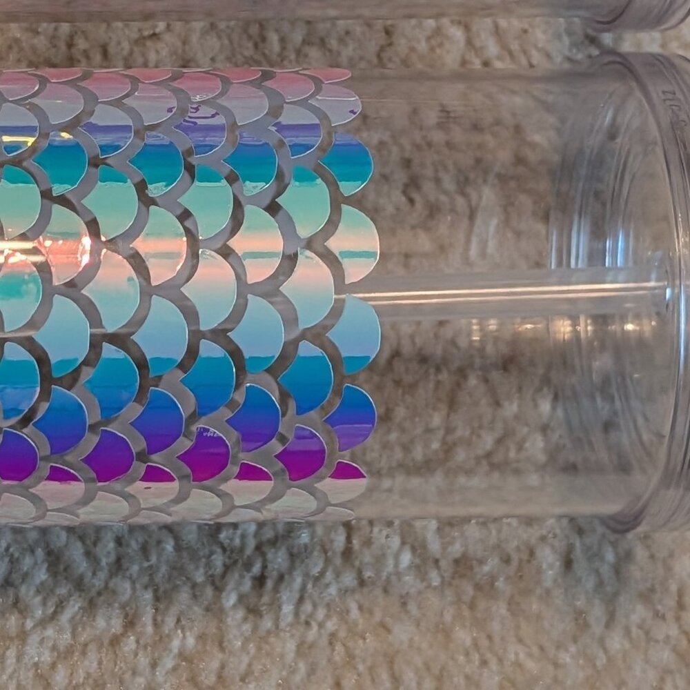 Iridescent mermaid fish scale custom 16 oz decal tumbler opalescent metallic